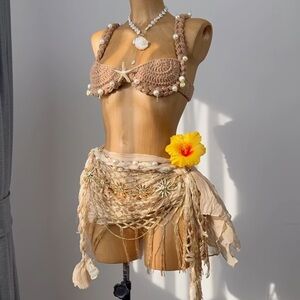 Brown Crochet Bikini Set